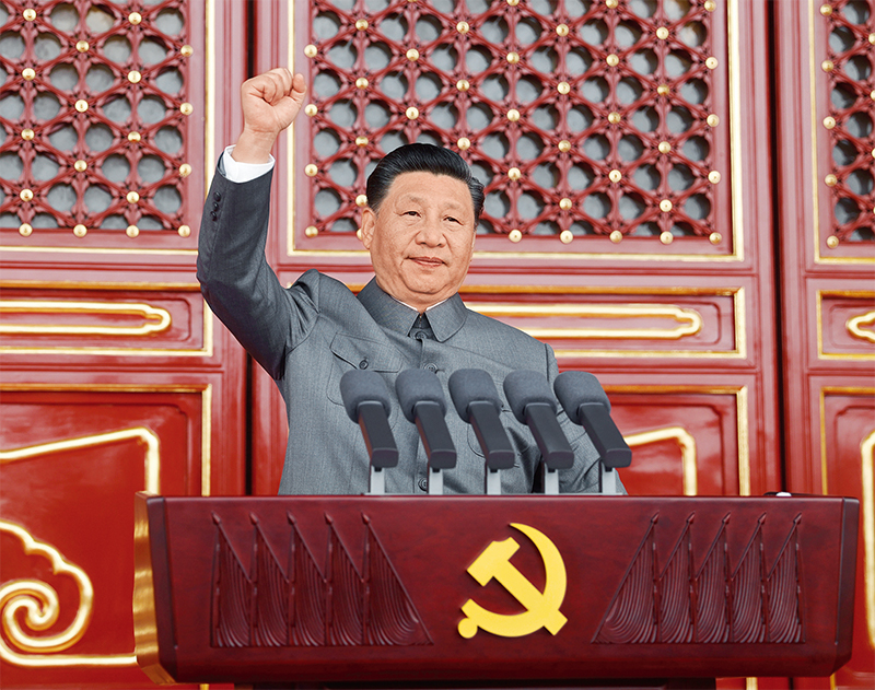 　2021年7月1日，慶祝中國(guó)共產(chǎn)黨成立100周年大會(huì)在北京天安門(mén)廣場(chǎng)隆重舉行。中共中央總書(shū)記、國(guó)家主席、中央軍委主席習(xí)近平發(fā)表重要講話。 新華社記者 鞠鵬/攝