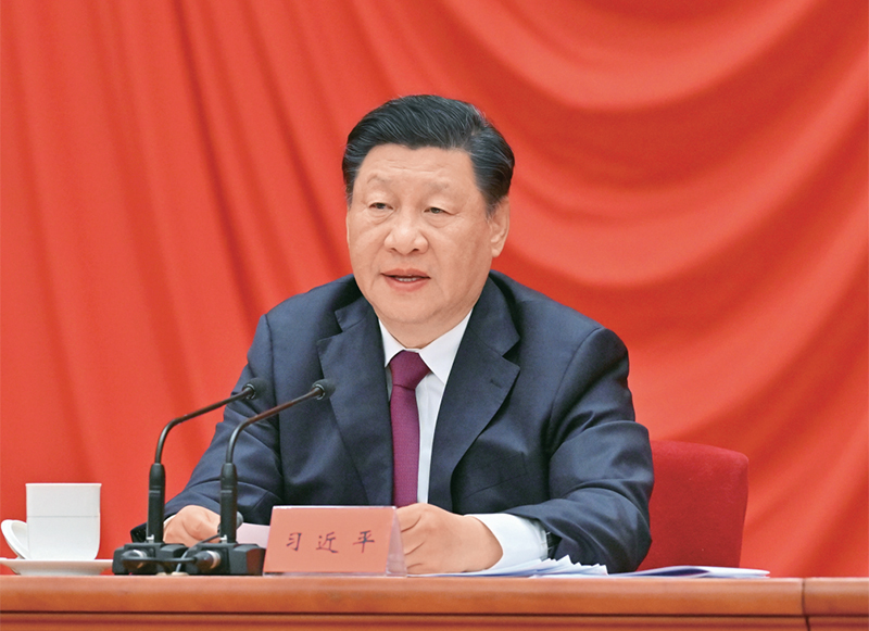 2022年5月10日，慶祝中國共產(chǎn)主義青年團成立100周年大會在北京人民大會堂隆重舉行。中共中央總書記、國家主席、中央軍委主席習(xí)近平在大會上發(fā)表重要講話。 新華社記者 岳月偉/攝